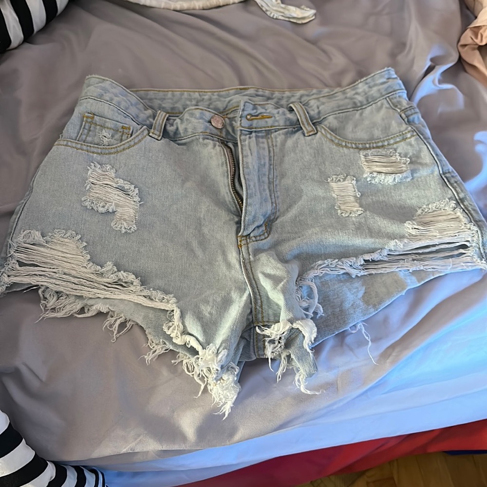 Light wash jean shorts